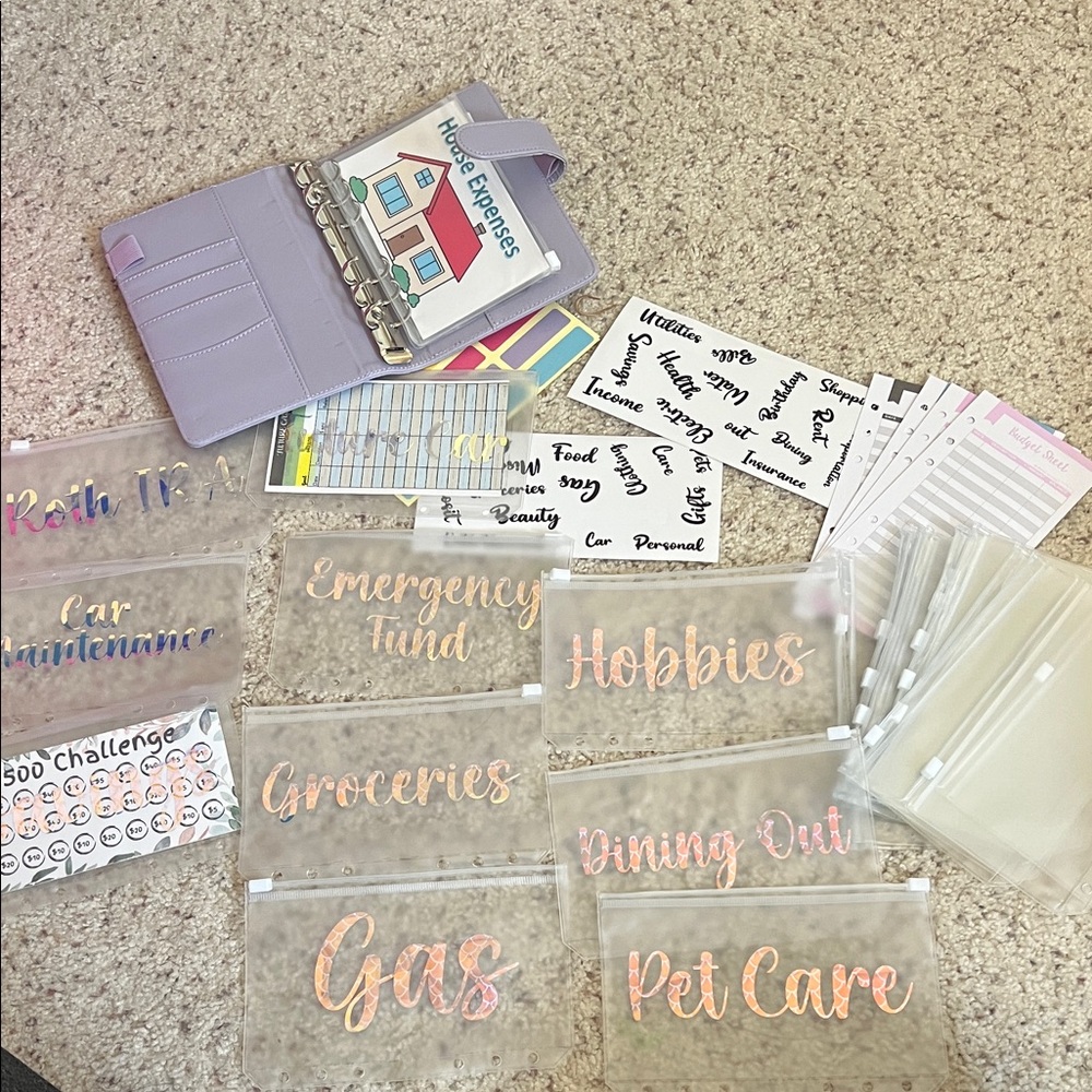 Lilac Budget Binder Kit with Clear Cash Envelope Set